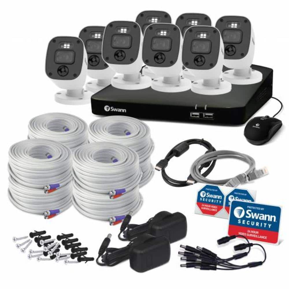 Swann 8-Channel 1080p 1TB DVR Surveillance Camera System with 8 Wired 1-Way Audio SwannForce Bullet Cameras