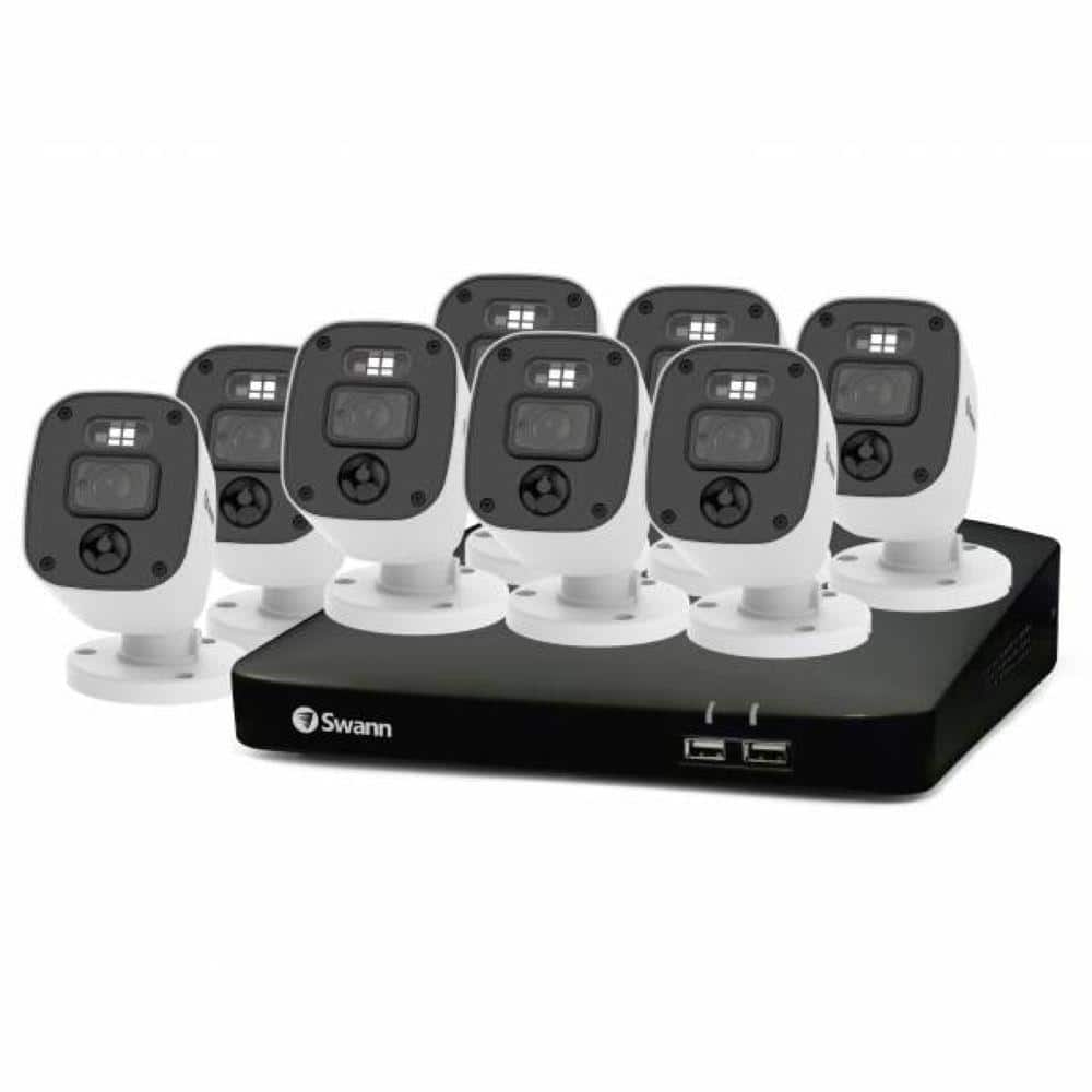 Swann 8-Channel 1080p 1TB DVR Surveillance Camera System with 8 Wired 1-Way Audio SwannForce Bullet Cameras