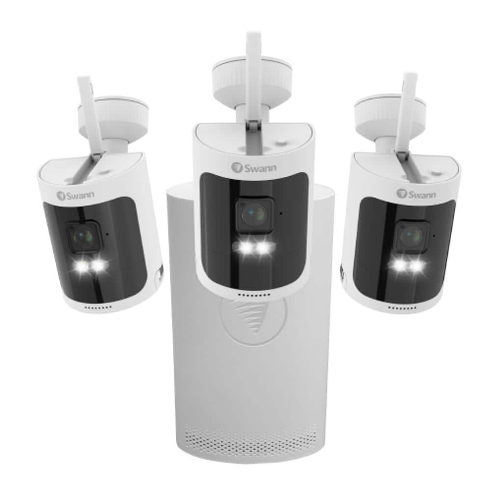 Swann AllSecure600 8-Channel 2K Wire-Free HD Wireless 64GB Micro SD NVR Security Camera System with 3 Wi-Fi Bullet Cameras