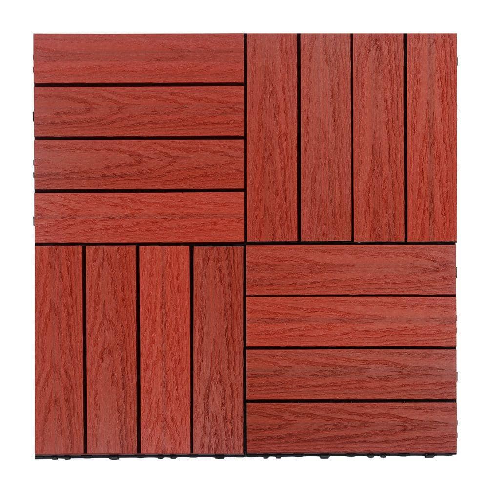 NewTechWood UltraShield Naturale 1 ft. x 1 ft. Quick Deck Outdoor Composite Deck Tile in Swedish Red (10 sq. ft. Per Box)