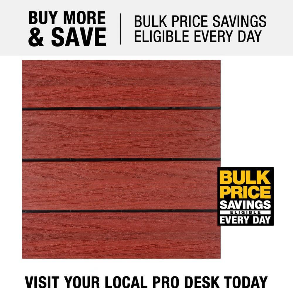 NewTechWood UltraShield Naturale 1 ft. x 1 ft. Quick Deck Outdoor Composite Deck Tile in Swedish Red (10 sq. ft. Per Box)