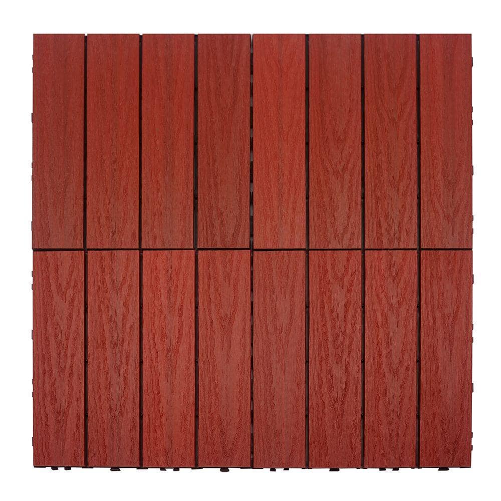 NewTechWood UltraShield Naturale 1 ft. x 1 ft. Quick Deck Outdoor Composite Deck Tile in Swedish Red (10 sq. ft. Per Box)