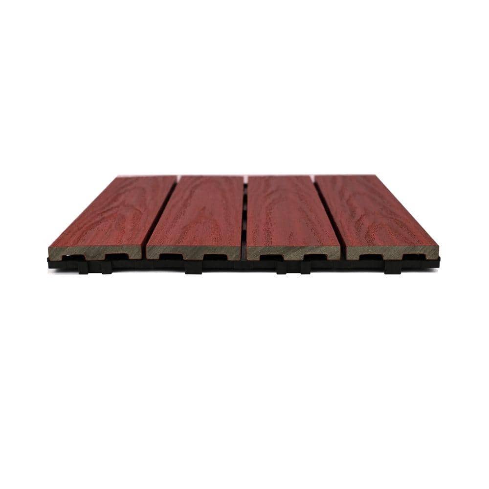 NewTechWood UltraShield Naturale 1 ft. x 1 ft. Quick Deck Outdoor Composite Deck Tile in Swedish Red (10 sq. ft. Per Box)