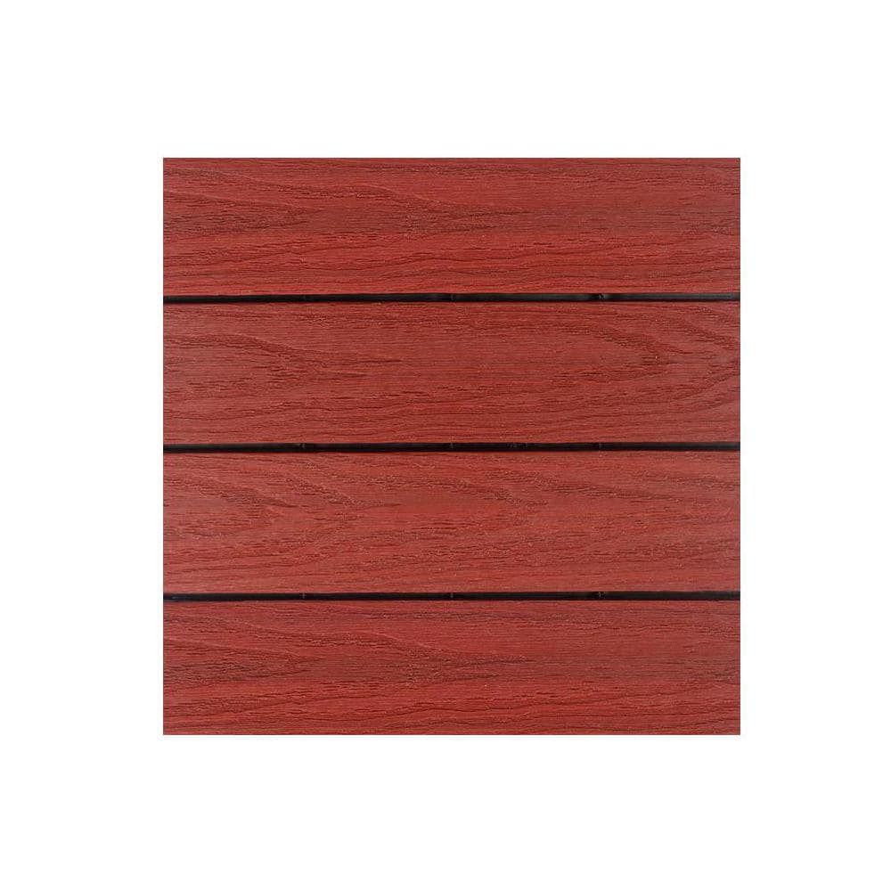 NewTechWood UltraShield Naturale 1 ft. x 1 ft. Quick Deck Outdoor Composite Deck Tile in Swedish Red (10 sq. ft. Per Box)