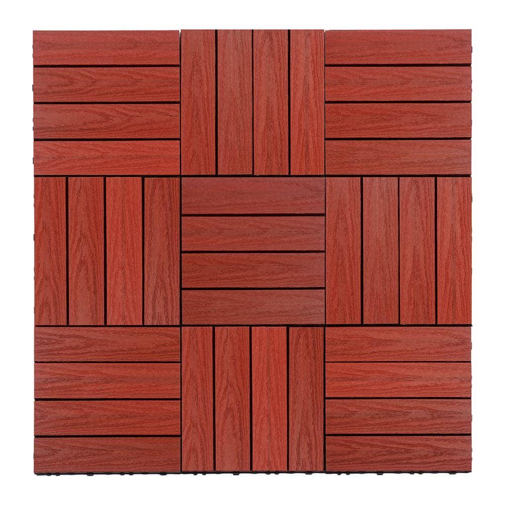 NewTechWood UltraShield Naturale 1 ft. x 1 ft. Quick Deck Outdoor Composite Deck Tile in Swedish Red (10 sq. ft. Per Box)