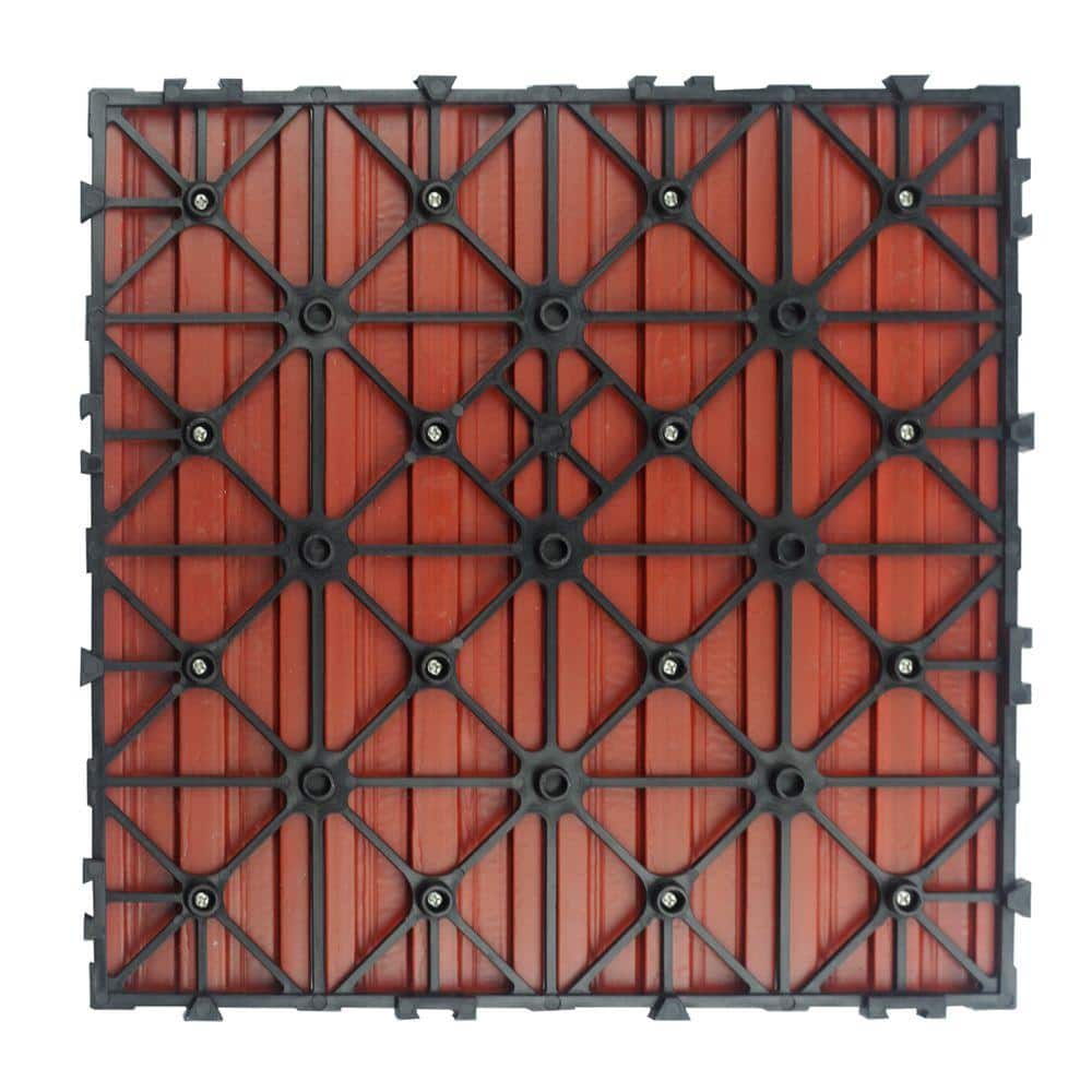 NewTechWood UltraShield Naturale 1 ft. x 1 ft. Quick Deck Outdoor Composite Deck Tile in Swedish Red (10 sq. ft. Per Box)