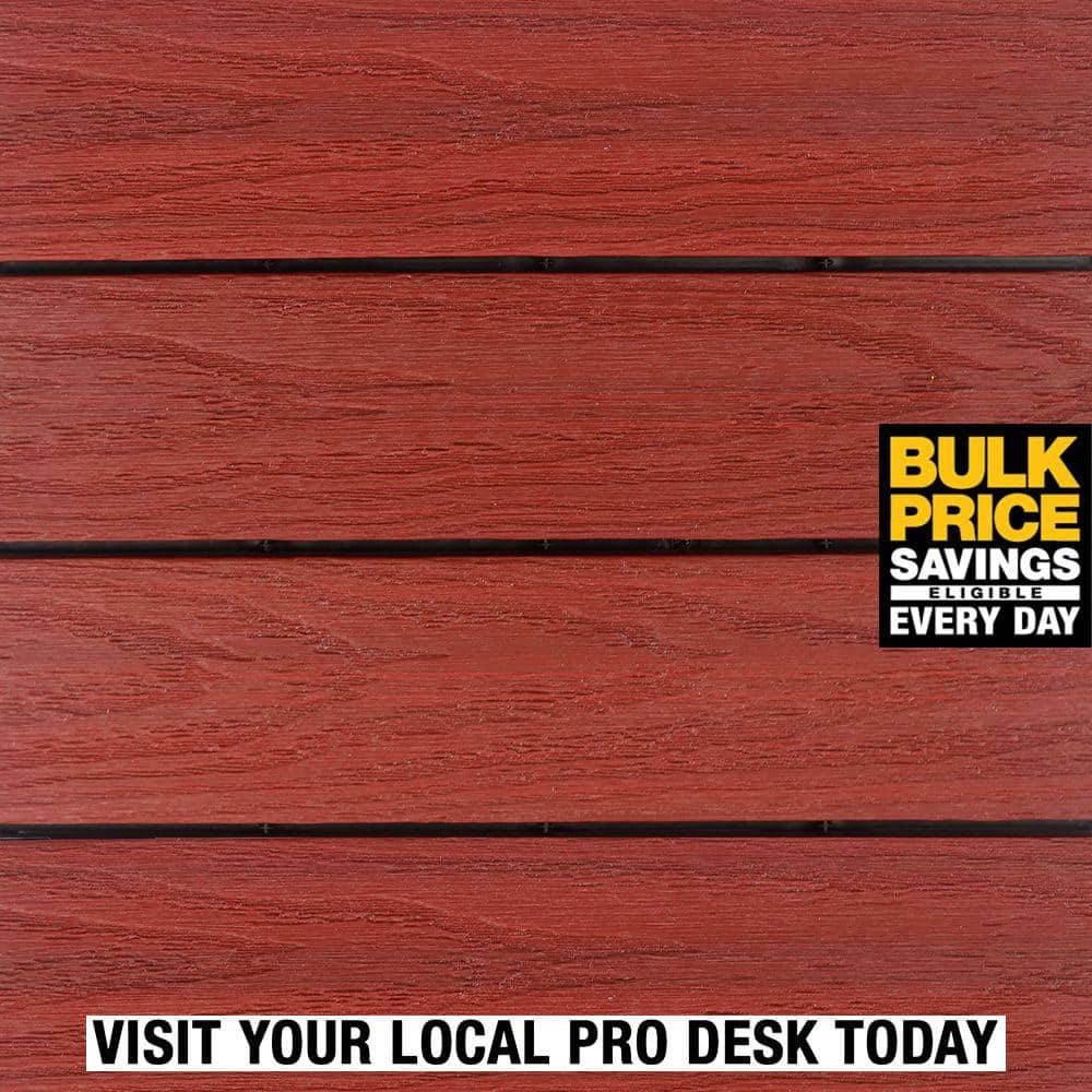 NewTechWood UltraShield Naturale 1 ft. x 1 ft. Quick Deck Outdoor Composite Deck Tile in Swedish Red (10 sq. ft. Per Box)