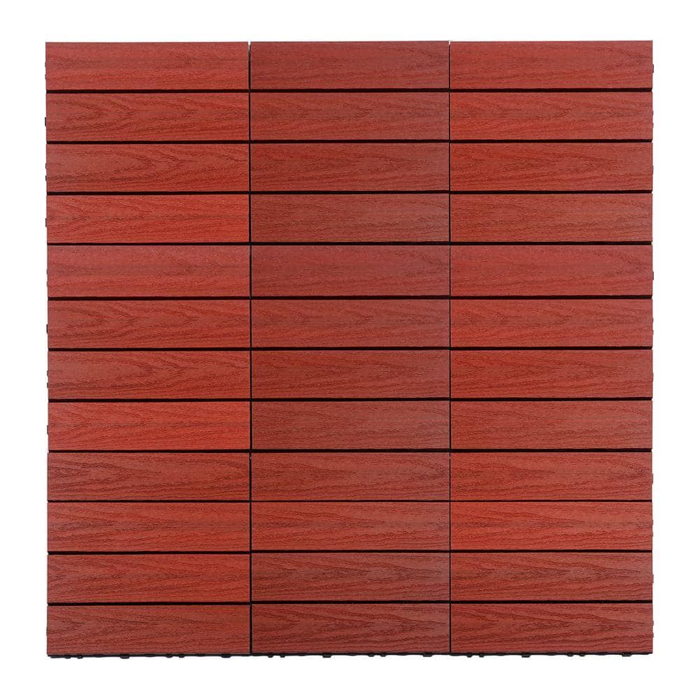 NewTechWood UltraShield Naturale 1 ft. x 1 ft. Quick Deck Outdoor Composite Deck Tile in Swedish Red (10 sq. ft. Per Box)