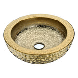 ANZZI Regalia Series Vessel Sink in Smoothed Gold, 16.5 in. Round Tempered Deco-Glass