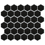 Merola Tile Metro Hex 2 in. Matte 11-1/8 in. x 12-5/8 in. Black Porcelain Mosaic (9.64 sq. ft. / Case)