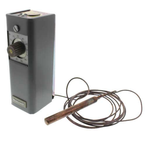 Honeywell T6031A1029 temperature controller - front view (Temperature Range: 30° to 90°F; Differential: 3.5° to 12°F)
