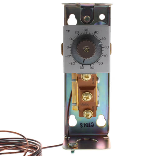 Honeywell T6031A1136 temperature controller - side view (Temperature Range: 30° to 90°F; Differential: 3.5° to 16°F)