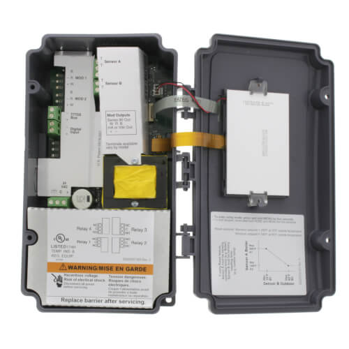Honeywell T775L2007 temperature controller - side view (Type: Stage Sequencer with Reset Option; Voltage: 120v, 240v, 24V)