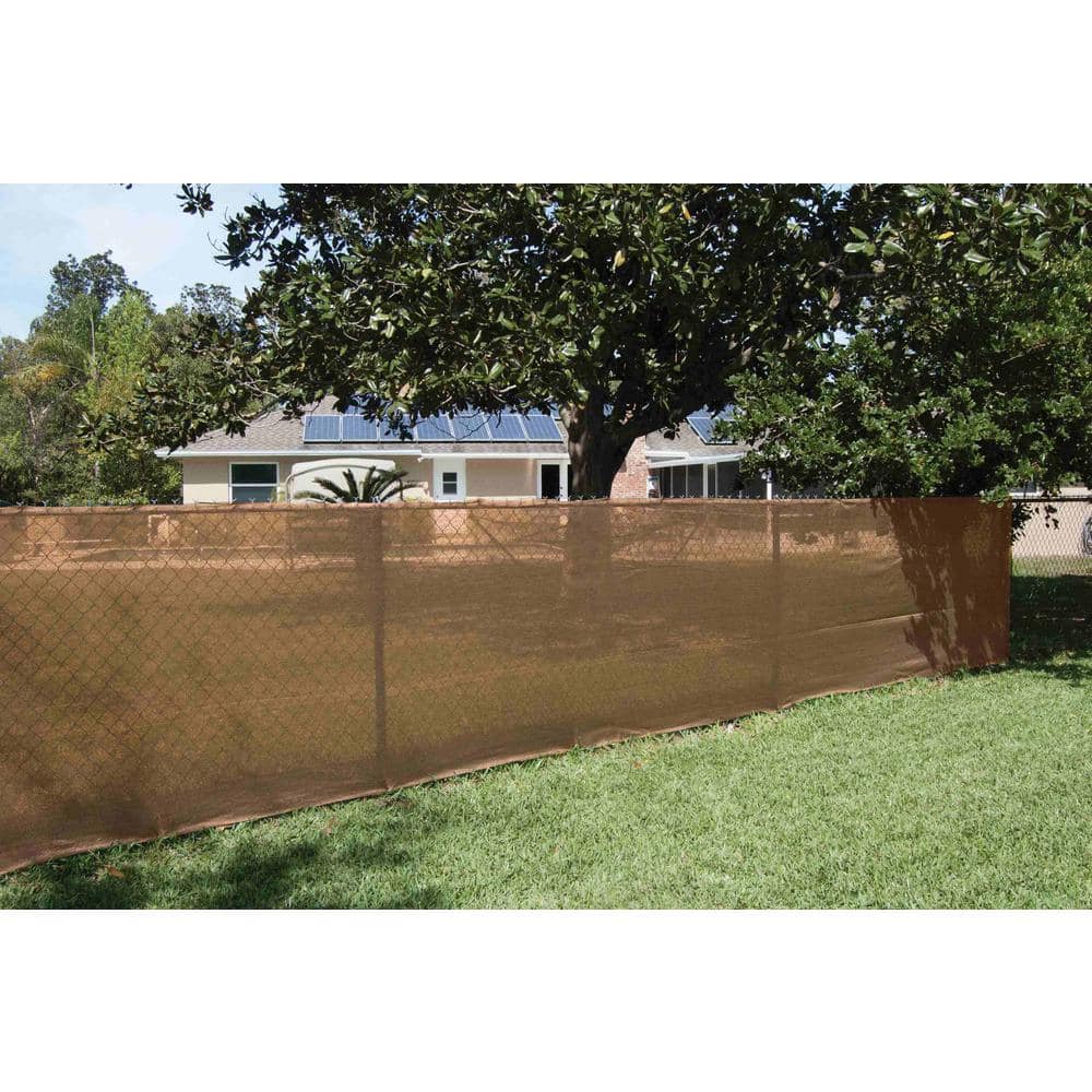 44 in. x 50 ft. Tan Mesh Fabric Privacy Fence Screen with Integrated Button Hole