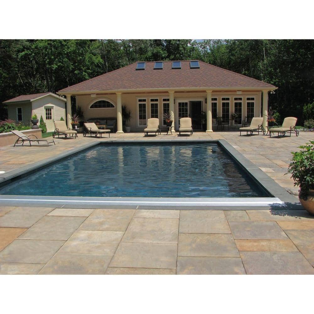 Nantucket Pavers Patio-on-a-Pallet 12in. x 24in. and 24in. x 24in. Concrete Tan Variegated Basketweave Yorkstone Paver(18 Pcs/48 Sq Ft)