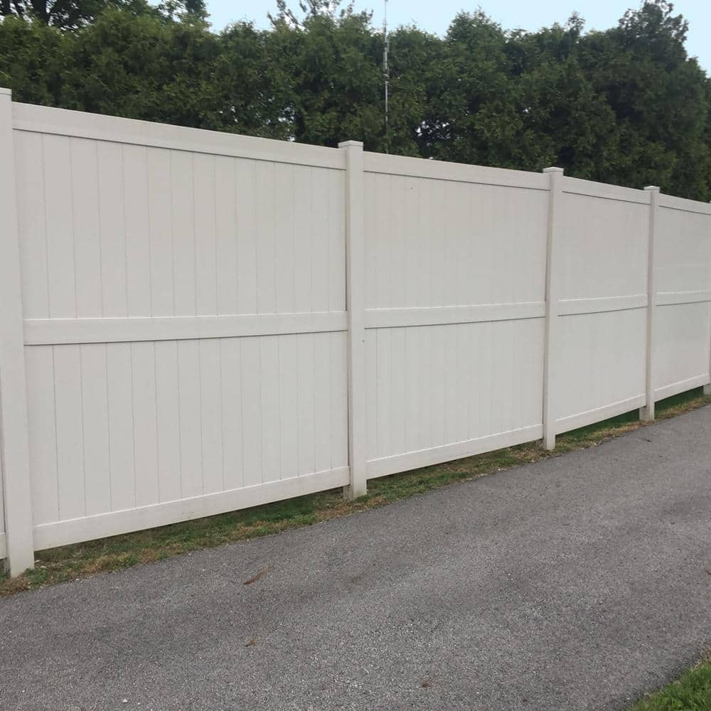 Weatherables Augusta 8 ft. H x 8 ft. W Tan Vinyl Privacy Fence Panel Kit