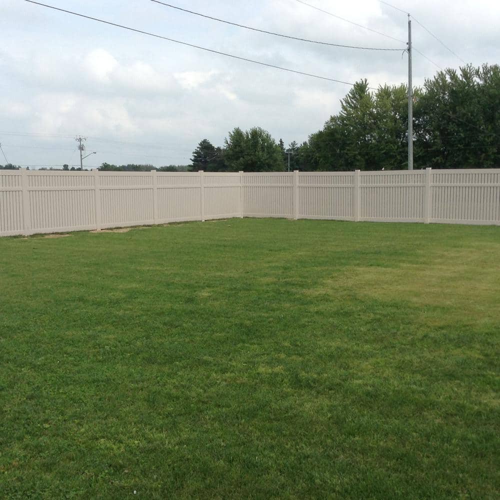 Weatherables Huntington 6 ft. H x 8 ft. W Tan Vinyl Semi-Privacy Fence Panel Kit