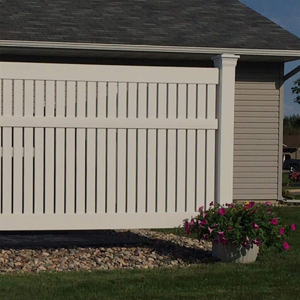 Weatherables Huntington 6 ft. H x 8 ft. W Tan Vinyl Semi-Privacy Fence Panel Kit
