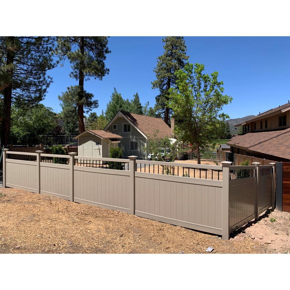 Weatherables 4 in. x 4 in. x 6 ft. Tan Vinyl Fence Line Post