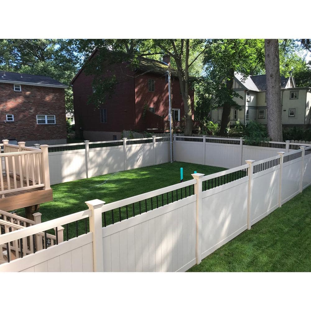 Weatherables 4 in. x 4 in. x 6 ft. Tan Vinyl Fence Line Post