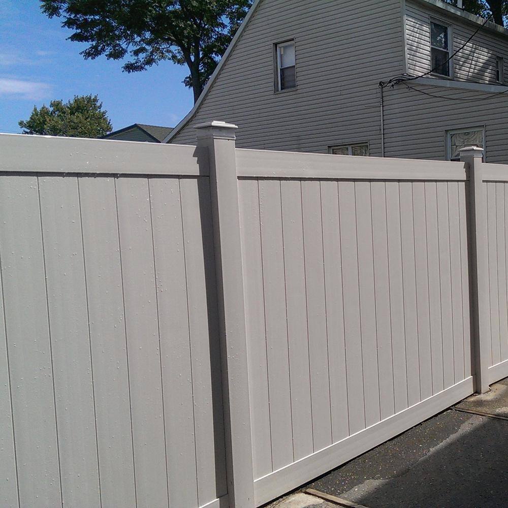 Weatherables 4 in. x 4 in. x 6 ft. Tan Vinyl Fence Line Post