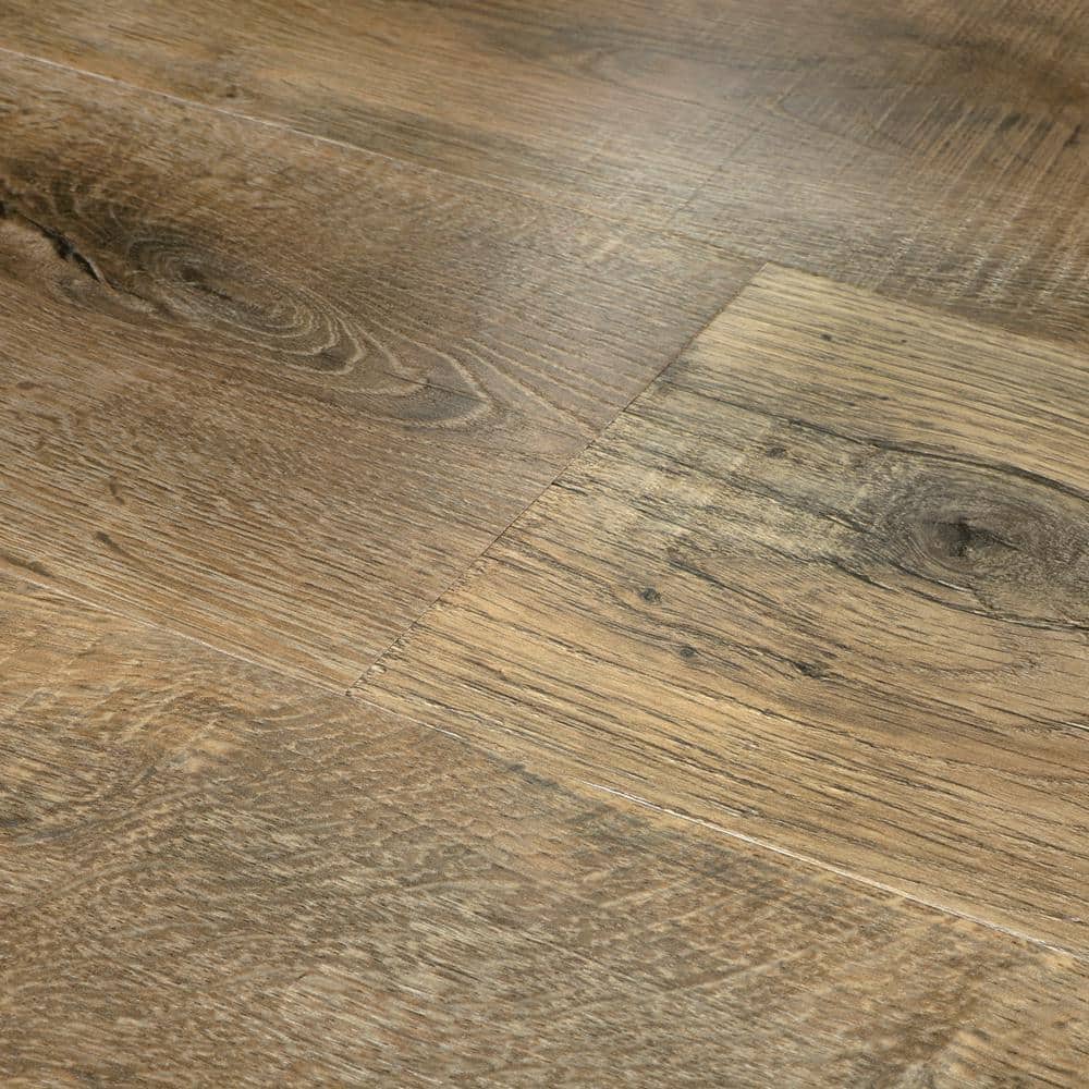 Pergo Defense+ Tanned Chester Oak 14 mm T x 7.4 in. W Waterproof Laminate Wood Flooring (17.18 sqft/case)