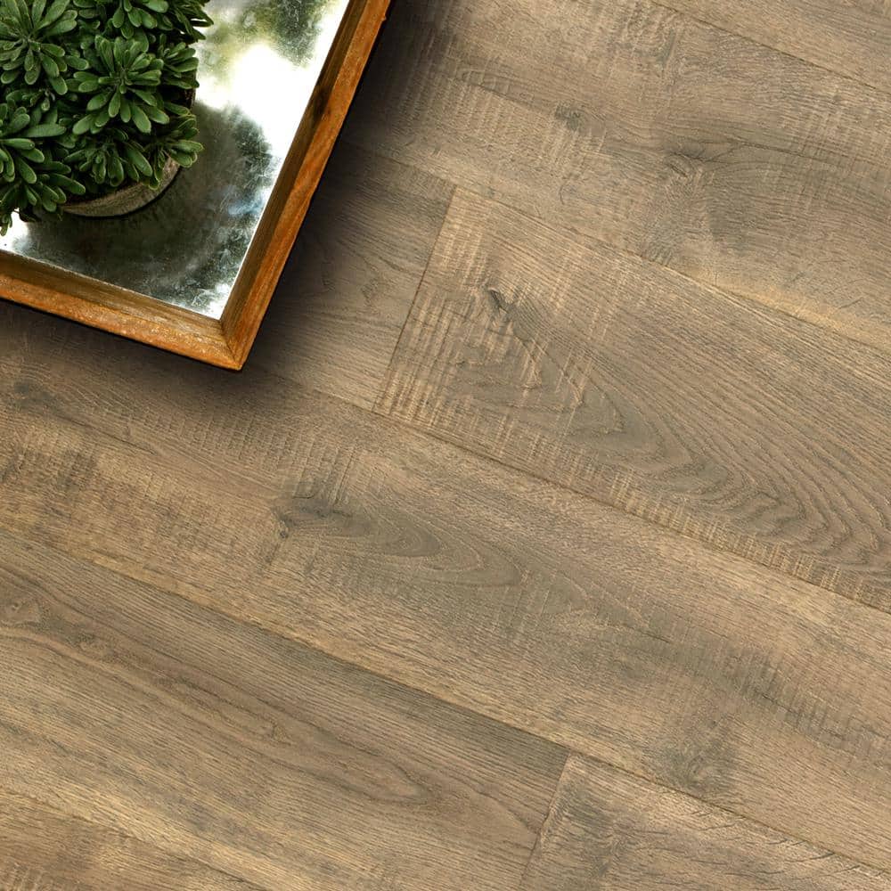 Pergo Defense+ Tanned Chester Oak 14 mm T x 7.4 in. W Waterproof Laminate Wood Flooring (17.18 sqft/case)