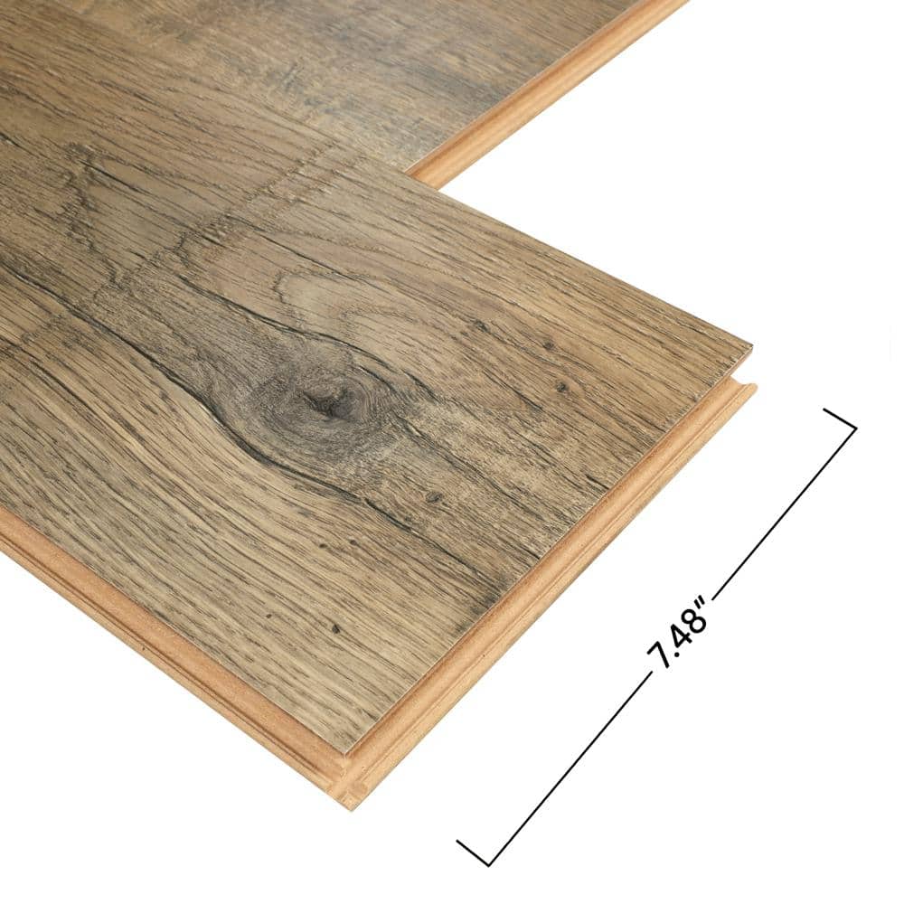 Pergo Defense+ Tanned Chester Oak 14 mm T x 7.4 in. W Waterproof Laminate Wood Flooring (17.18 sqft/case)