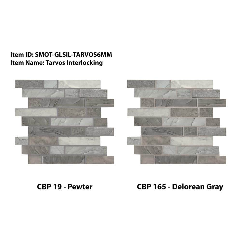 MSI Tarvos Interlocking 11.81 in. x 13.5 in. x 6 mm Glass Mesh-Mounted Mosaic Wall Tile (14.55 sq. ft. / case)