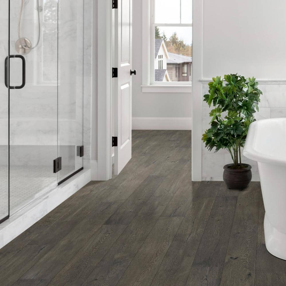 Sure+ Taupe Oak White Oak 1/4 in. T x 6.5 in. W Click Lock Wire Brushed Engineered Hardwood Flooring (21.7 sq.ft./case)
