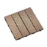 Afoxsos 1 ft. x 1 ft. Wood Plastic Composite Interlocking Deck Tile Set, All-Weather Easy to DIY and Maintain, Teak (22-Pack)