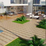 Tidoin Outdoor 1 ft. x 1 ft. Composite Deck Tile in Teak(11 Per Box)