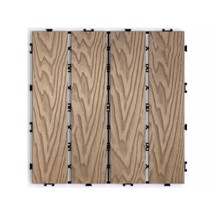 Tidoin Outdoor 1 ft. x 1 ft. Composite Deck Tile in Teak(11 Per Box)