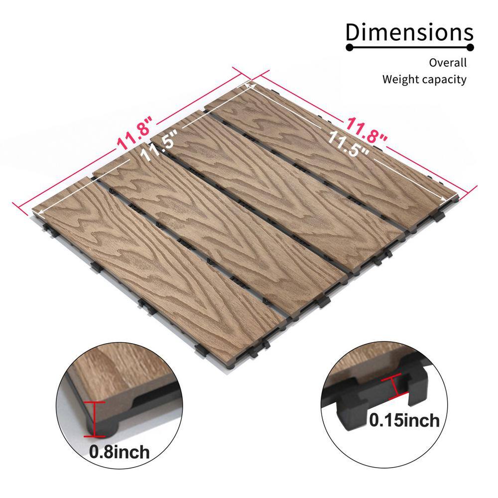 Tidoin Outdoor 1 ft. x 1 ft. Composite Deck Tile in Teak(11 Per Box)