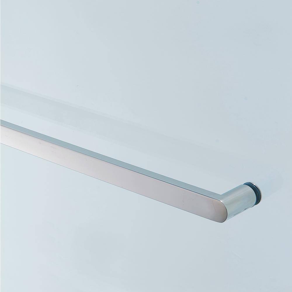 Tenleaf 56 to 60 in. W x 75 in. H Single Sliding Semi-Frameless Shower Door in Brushed Nickel with Clear Glass