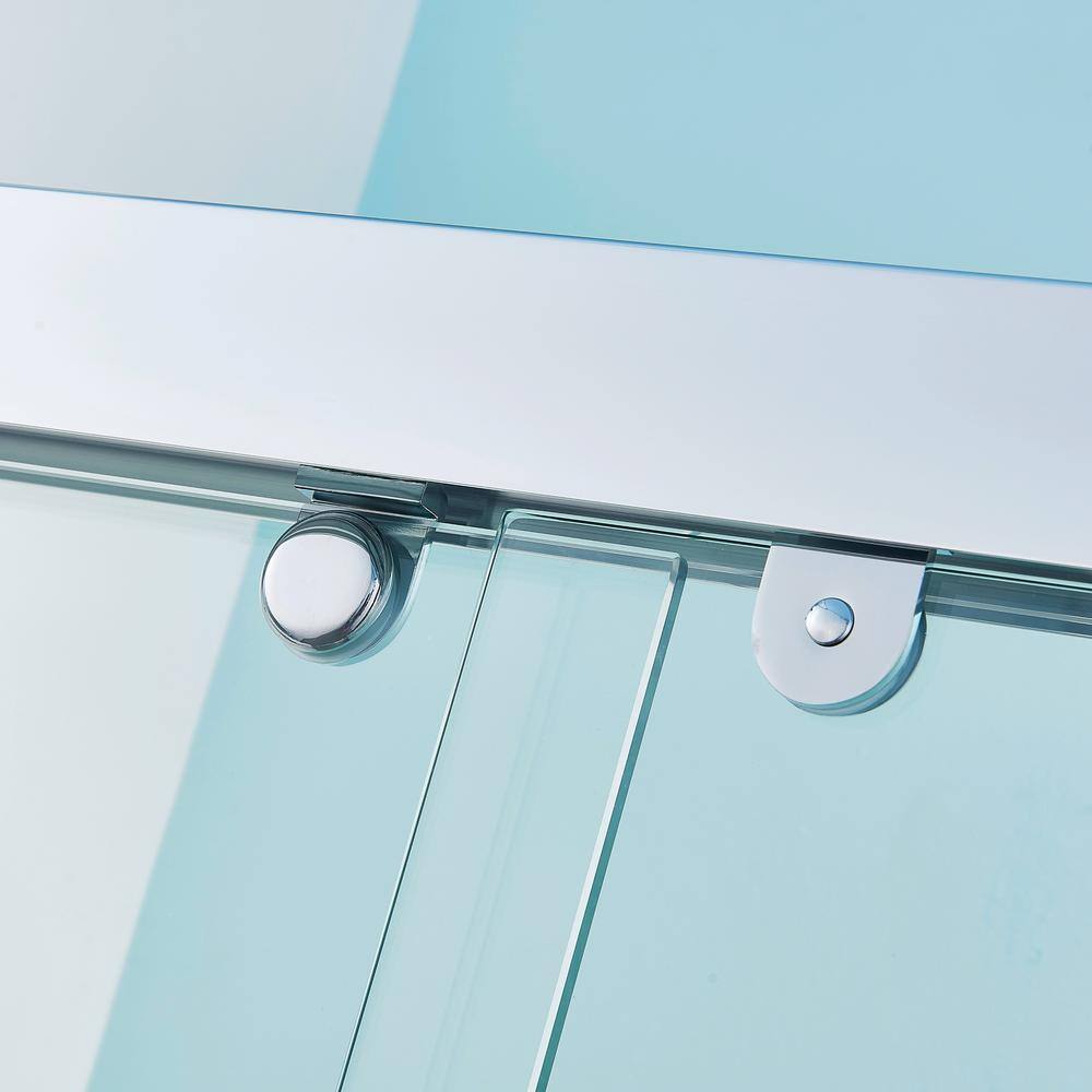 Tenleaf 56 to 60 in. W x 76 in. H Double Sliding Aluminium Alloy Frame Shower Door in Chrome with Clear Glass