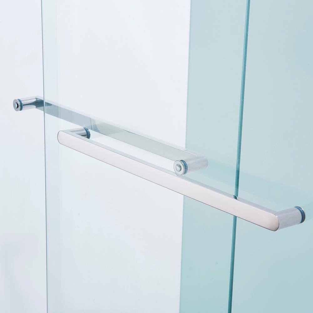 Tenleaf 56 to 60 in. W x 76 in. H Double Sliding Aluminium Alloy Frame Shower Door in Chrome with Clear Glass