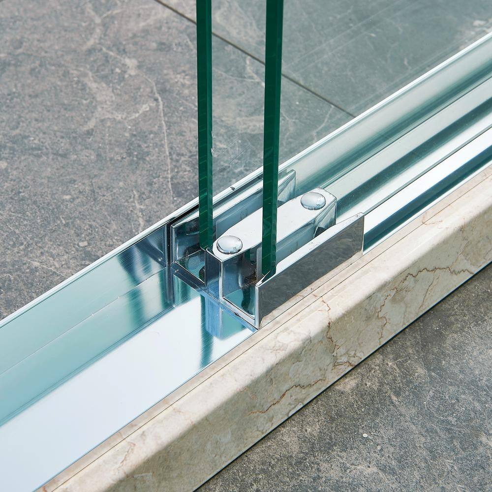 Tenleaf 56 to 60 in. W x 76 in. H Double Sliding Aluminium Alloy Frame Shower Door in Chrome with Clear Glass
