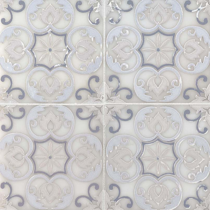 Tetris Florita Blanco 6 in. x 6 in. Polished Marble Wall Tile (5 sq. ft. / case)