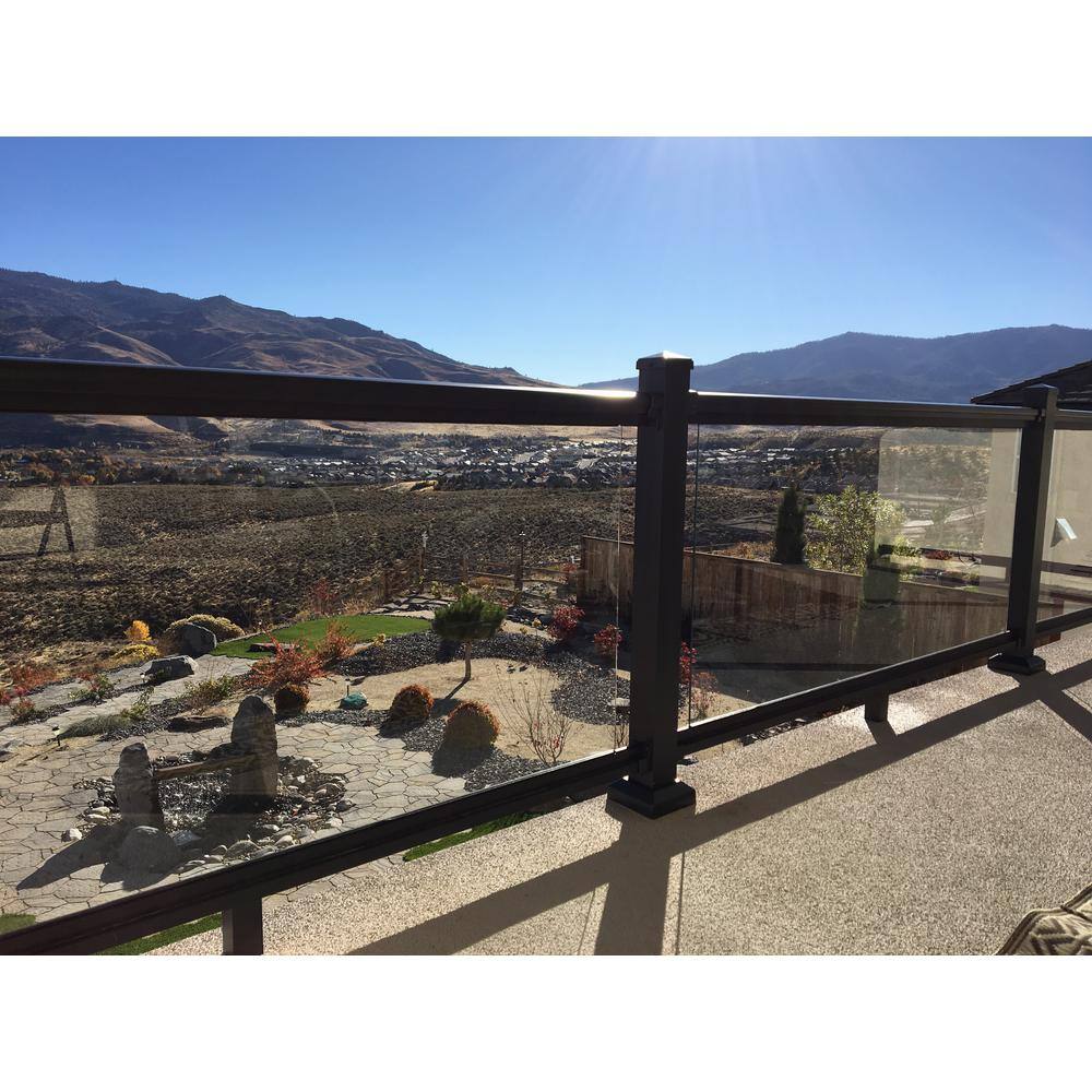 EZ Handrail 3 in. x 3 in. x 44 in. Textured Black Aluminum Post with Welded Base