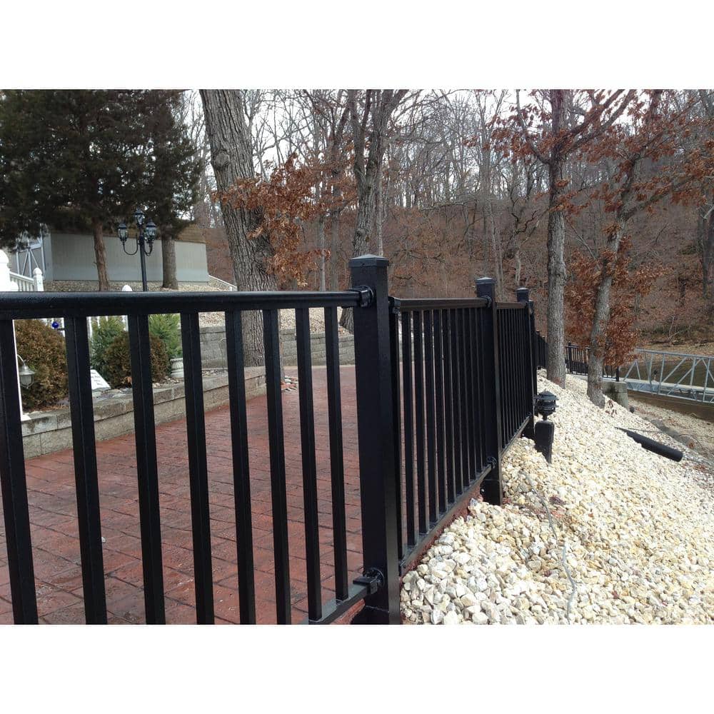 EZ Handrail 3 in. x 3 in. x 38 in. Textured Black Aluminum Post with Welded Base