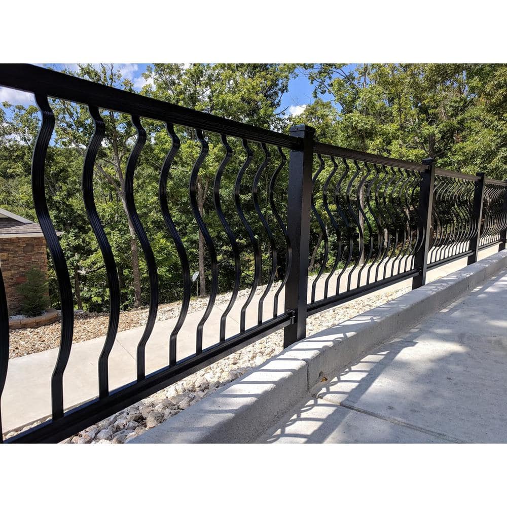 EZ Handrail 3 in. x 3 in. x 38 in. Textured Black Aluminum Post with Welded Base