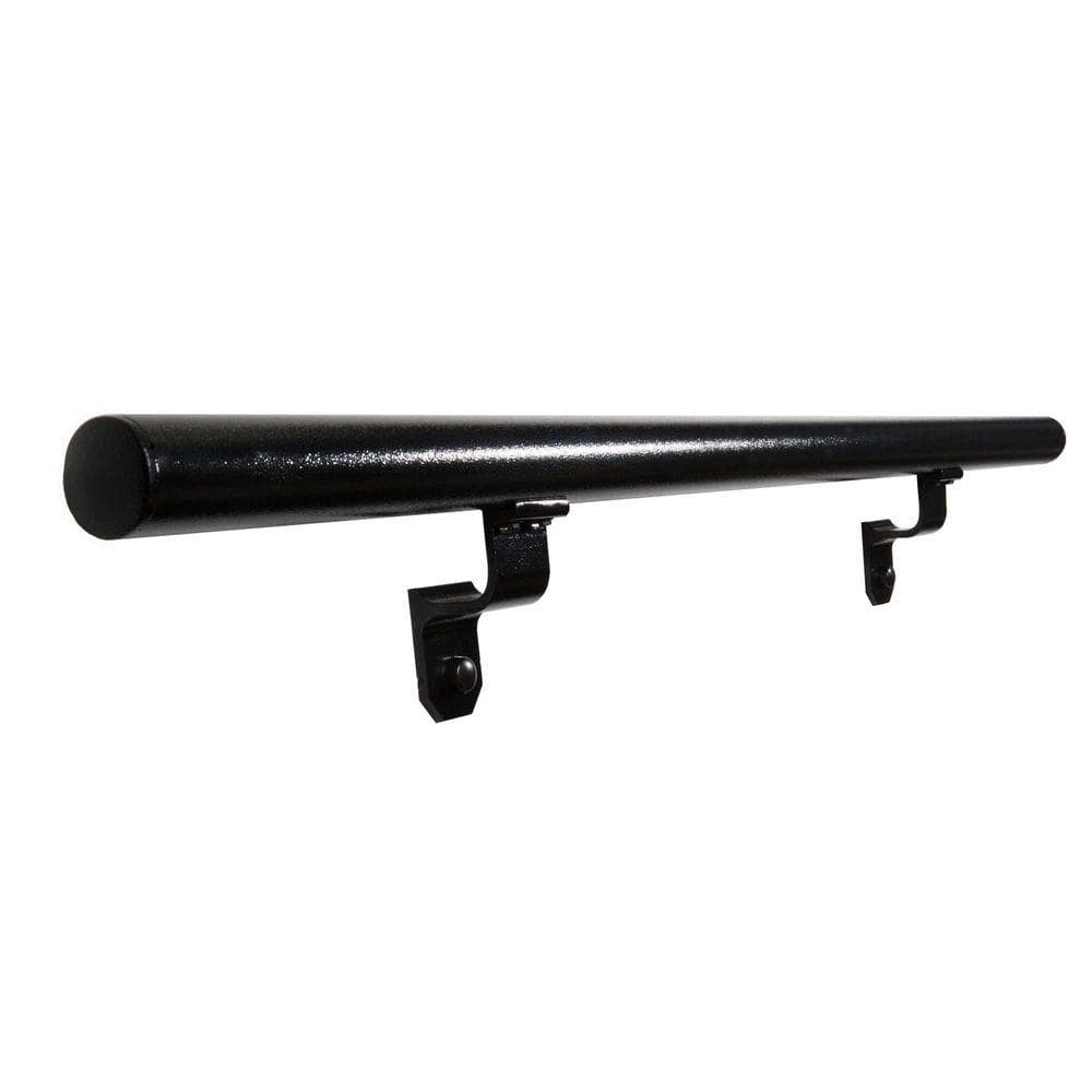 EZ Handrail 4 ft. Textured Black Aluminum Round Straight Handrail Kit