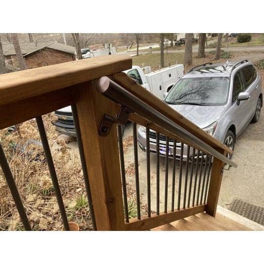 EZ Handrail 8 ft. Textured Black Aluminum Round Straight Handrail Kit