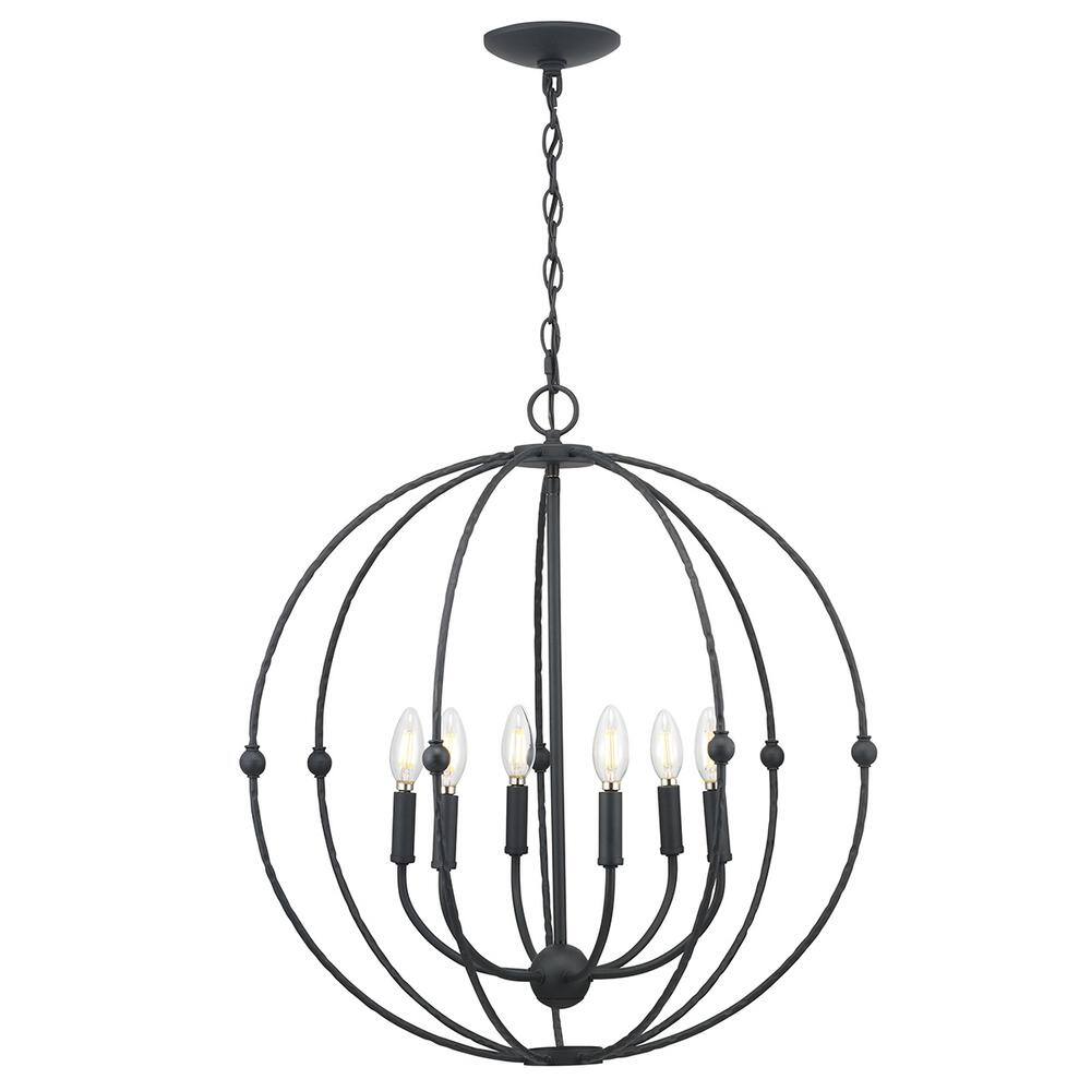 Progress Lighting Pacolet 6-Light Textured Black Chandelier