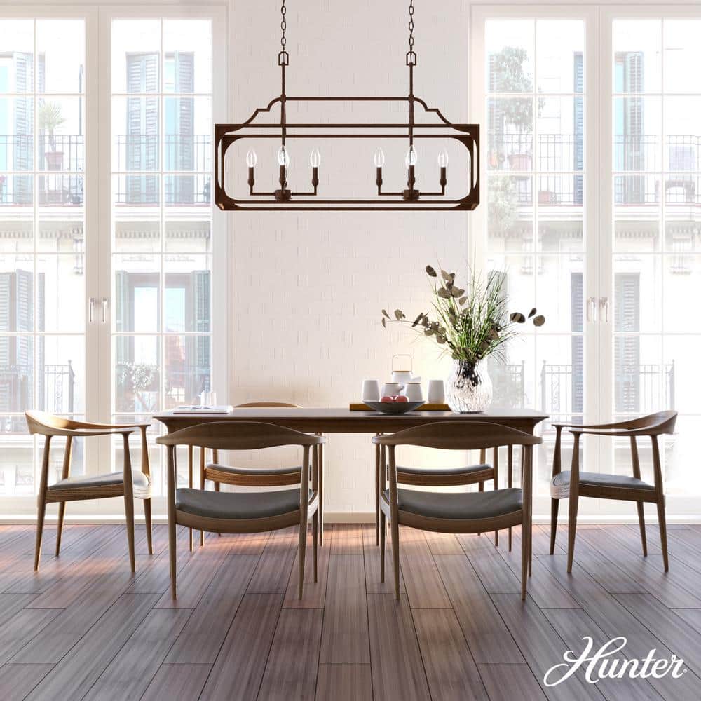 Hunter Highland Hill 8 Light Textured Rust Candlestick Chandelier Kitchen Light