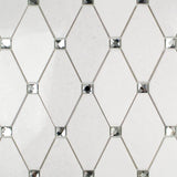 Mirage Lozenge Thassos 11.25 in. x 10.5 in. x 8 mm Marble and Glass Wall Mosaic Tile
