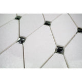 Mirage Lozenge Thassos 11.25 in. x 10.5 in. x 8 mm Marble and Glass Wall Mosaic Tile