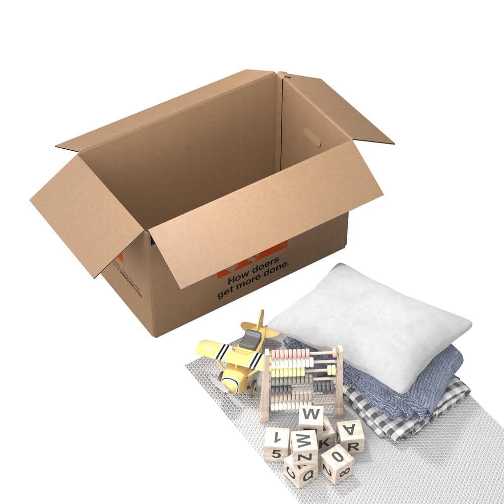 The Home Depot 27 in. L x 15 in. W x 16 in. D Large Moving Box with Handles (10-Pack)