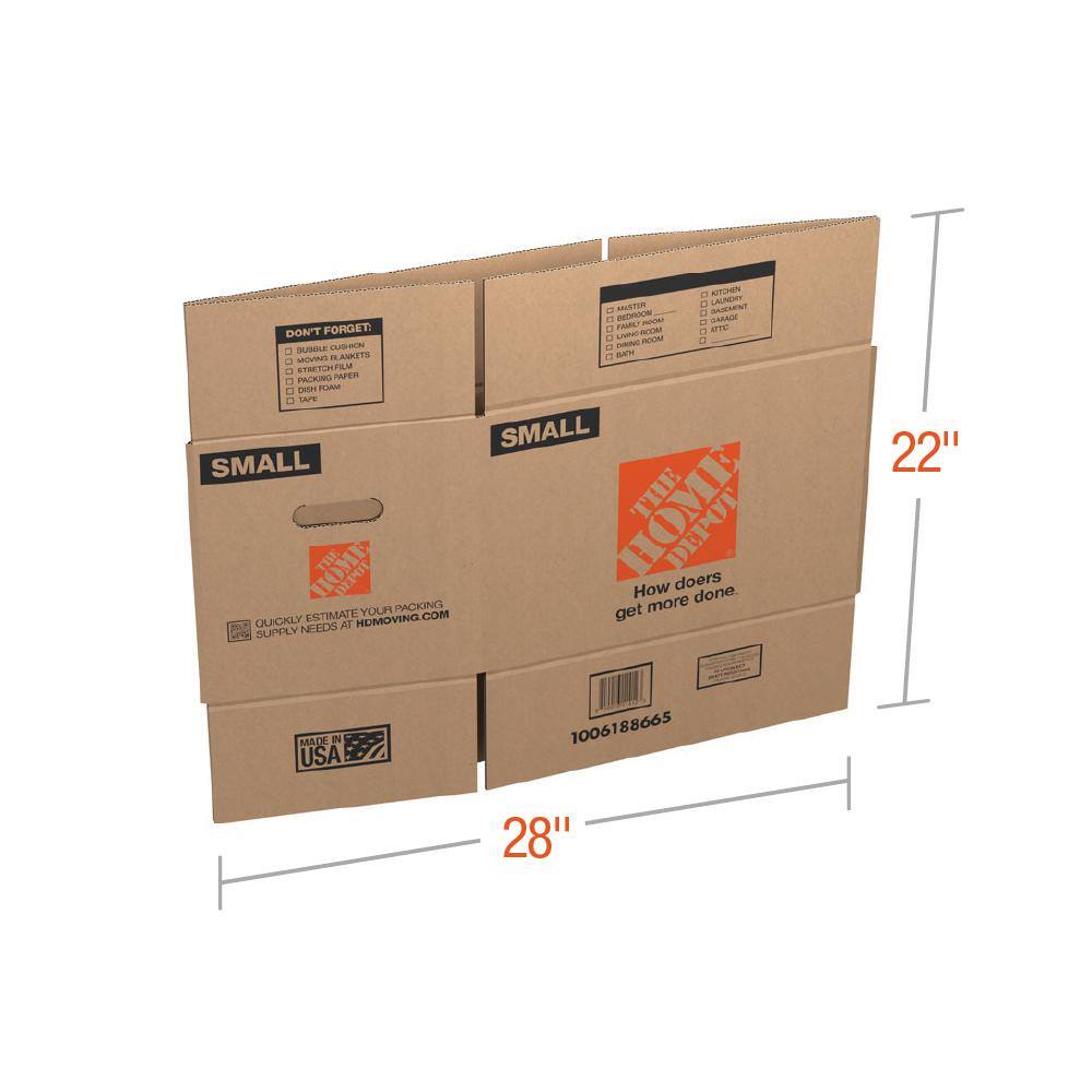 The Home Depot 17 in. L x 11 in. W x 11 in. D Small Moving Box with Handles (30-Pack)